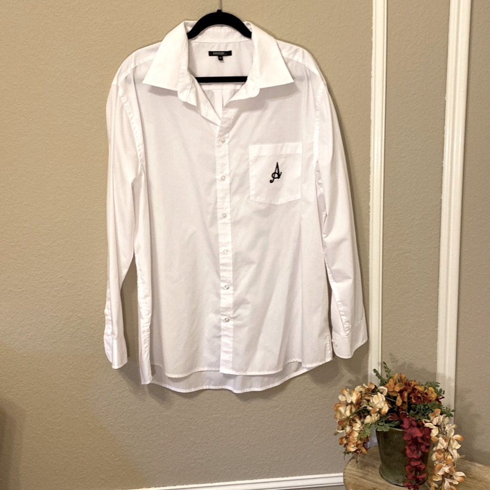 Oversized button down with embroidered “A”